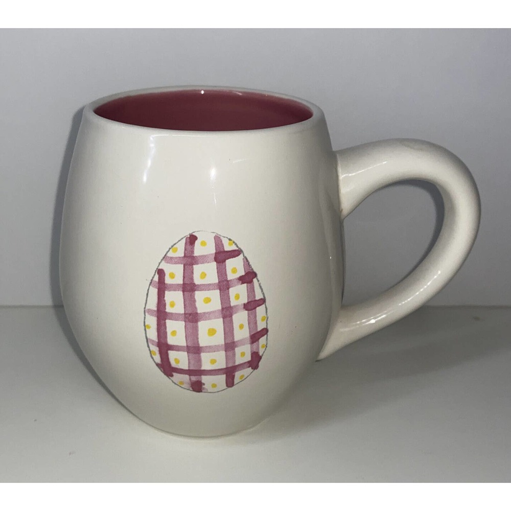 Rae Dunn Easter Egg Happy Easter Mug Egg Shape pink inside Artisan Collection